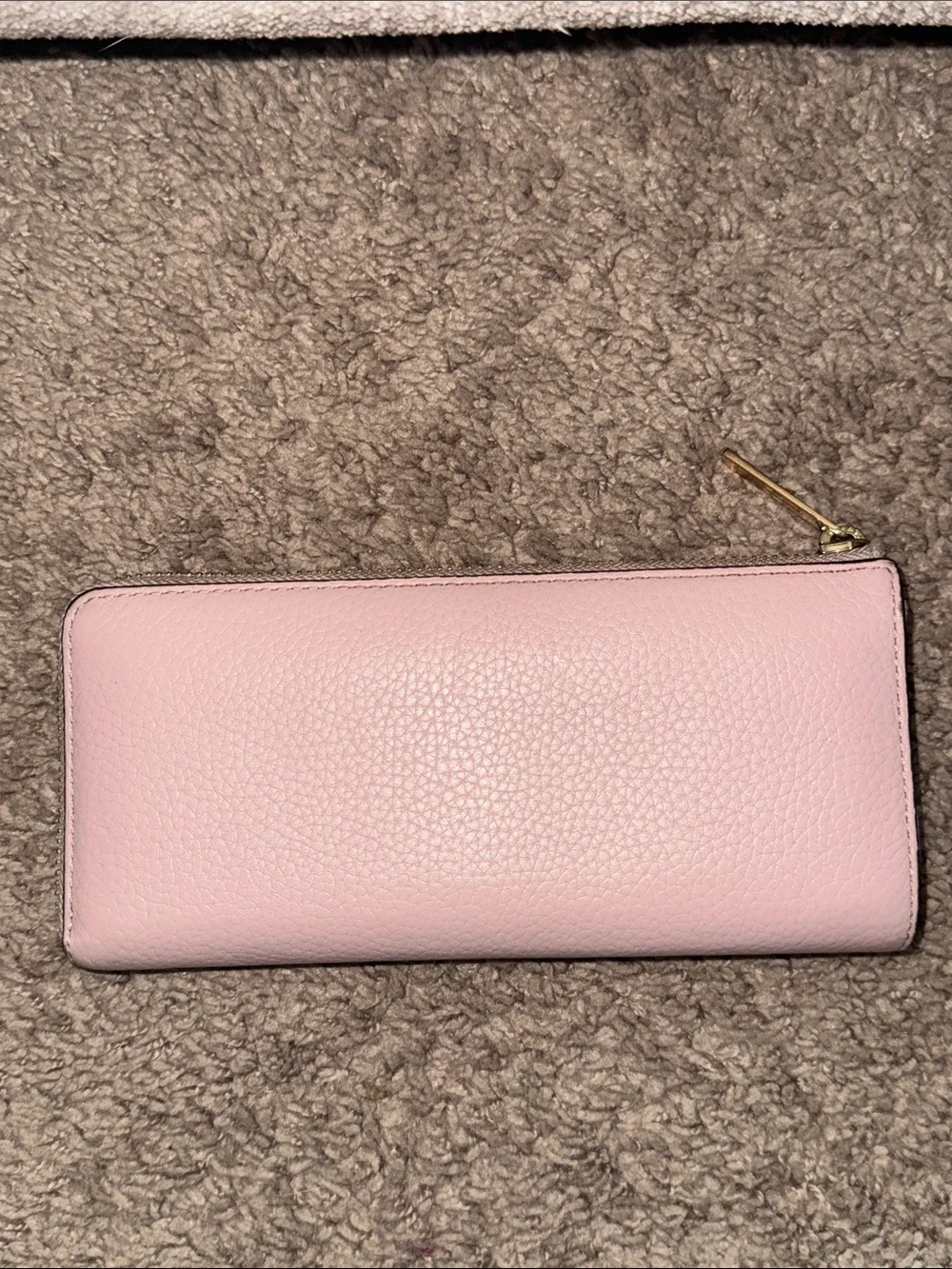 Michael Kors Pale Pink Pebbled Leather Zip Wallet with Gold Logo